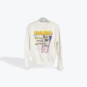 Blondie‎ Sweatshirt One Way Or Another Graphic Band Tee XS White Crew Neck